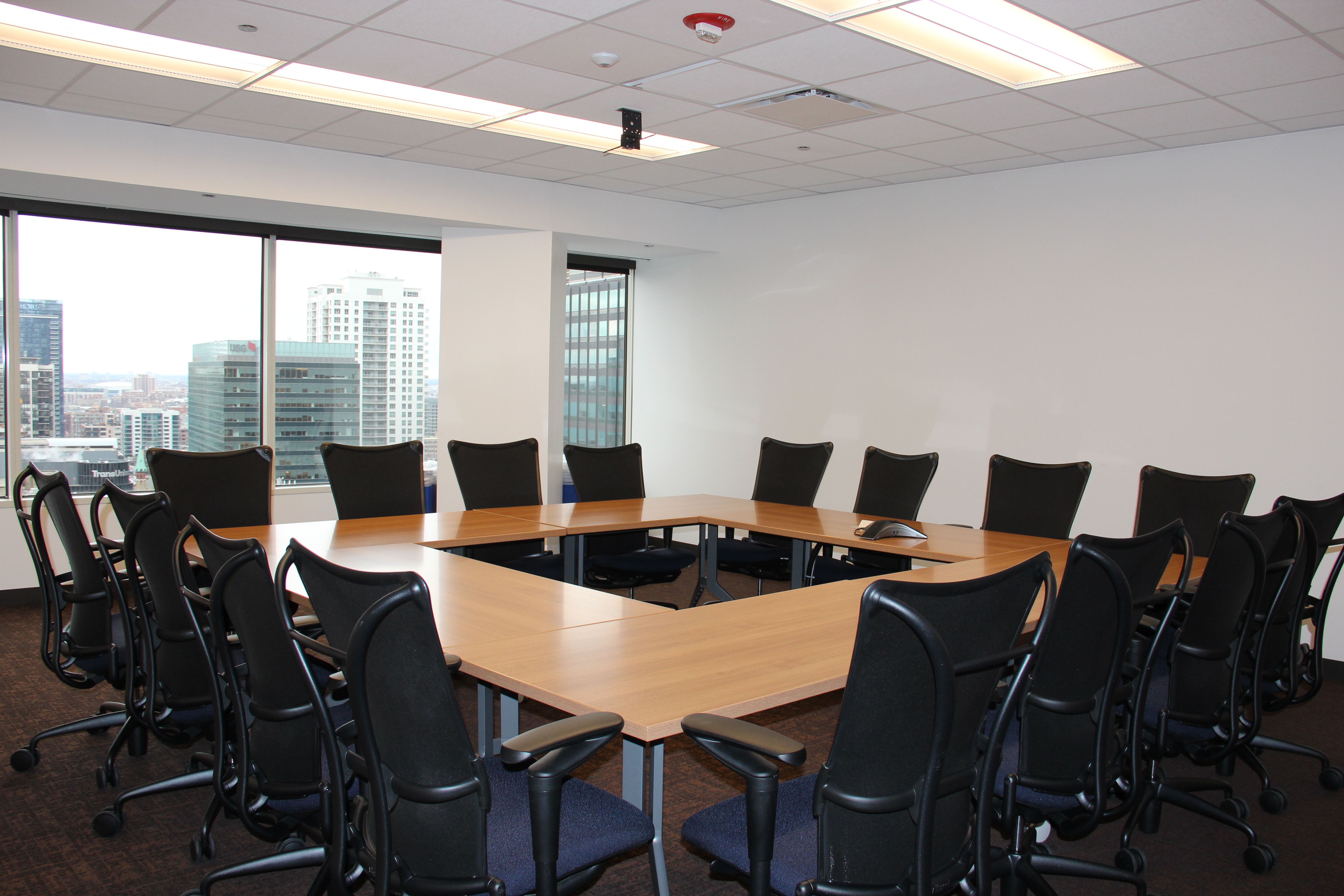 Photo of square conference table and chairs